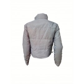 Women'S Stylish Yellow Puffer Jacket - Casual Long Sleeve, Short Length, Zip-Up with Pockets, Perfect for Winter Fashion, Winter Fashion Jacket|Zipup Jacket|Padded Jacket, Yellow Jacket/coat Women, Winter Jacket Women, Coat For Women