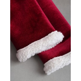 Women'S Y2K Retro Double-Breasted Faux Fur Coat - Burgundy & White, Asymmetrical Hem, Loose Fit, Long Sleeve, Winter Outerwear for Fall/Winter, Winter Coat