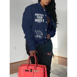 Autumn and Winter Fashion Casual Iron-On Print Jacket