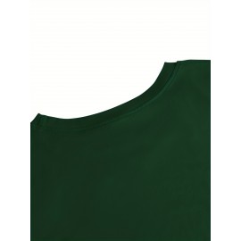 Women's Casual Long Sleeve T-Shirt with Fox & Maple Leaf Geometric Print - Vibrant Orange & Red on Grey, Round Neck, Machine Washable, Spring/Summer Vacation & Casual Attire, Versatile Streetwear, Spring Summer Apparel, Comfortable Fabric