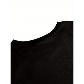 Women's Casual Long Sleeve T-Shirt with Fox & Maple Leaf Geometric Print - Vibrant Orange & Red on Grey, Round Neck, Machine Washable, Spring/Summer Vacation & Casual Attire, Versatile Streetwear, Spring Summer Apparel, Comfortable Fabric