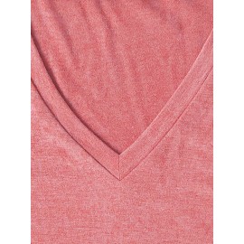 [Cherry Print T-Shirt] Women's Casual Summer V-Neck T-Shirt with Red Cherry Print and Happy Ankle-Day Applique Detail, Short Sleeve Graphic Tee