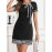 [Houndstooth Mini Dress] Women's Elegant Houndstooth Mini Dress, Polyester 100% Knit Fabric, Crew Neck with Bow Detail, Short Sleeve, Knee-Length Tiered Hem, Sleek Fit Bodycon Tunic for Spring/Summer/Fall