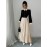 [Elegant Dress for Women] Golden Button Elegant Dress for Women with Contrasting Colors, Cinched Waist, Pleated Design and Long Sleeves, Perfect for Parties, Weddings, Music Festivals and Dates