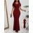 Women's Elegant Formal Evening gown - Rich Red Mermaid party dress, Bodycon fit long Formal Attire with Zipper Back, Machine Washable Wedding & Gala Outfit for Women, Event Attire, Structured Silhouette