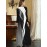 Elegant Women'S V-Neck Long Sleeve Dress with Artistic Ellipse Print - Black & Gray Polyester, Flowy A-Line Cut, Perfect for Fall/Winter Fashion, Stylish Outfit | Flowy A-Line Dress | Polyester Fabric